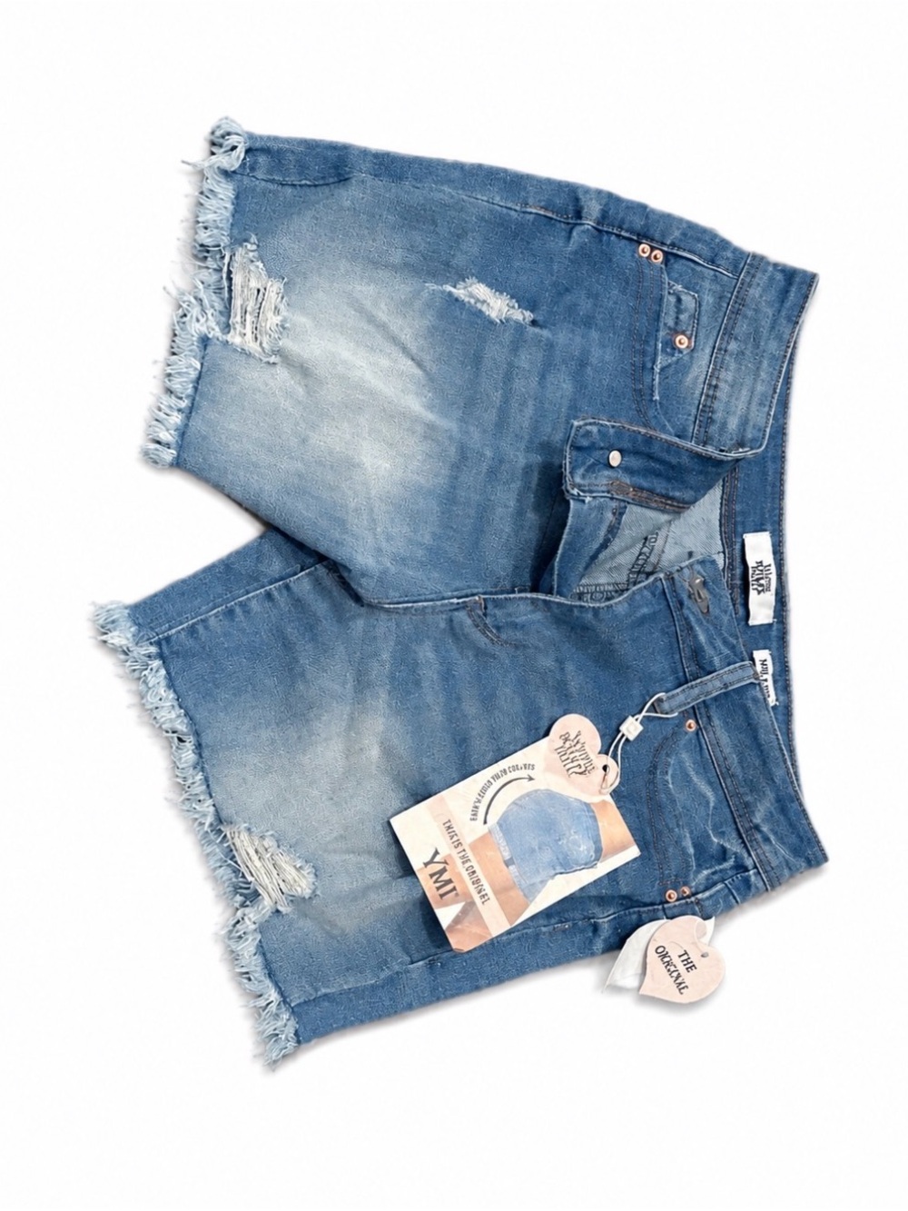 Women's Blue Distressed Denim Jean Shorts